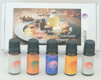 Home Starter Kit - Set von 5 10ml reinen Ätherischen Ölen. Ideal für Diffuser und Ölbrenner