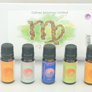 Zodiac Virgo Collection - Set of 5 10ml pure Essential Oils. Ideal for diffusers and oil burners