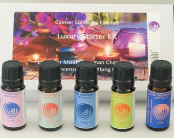 Luxus-Starter-Kit - Set von 5-10 ml reinen ätherischen Ölen. Ideal für Diffusoren und Ölbrenner