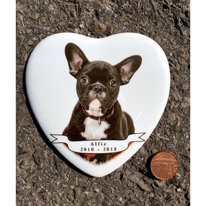 Ceramic Heart Memorial Plaque, With Banner Text - 8cm, 10cm, 12cm, 15cm, Fade-Resistant, Weatherproof