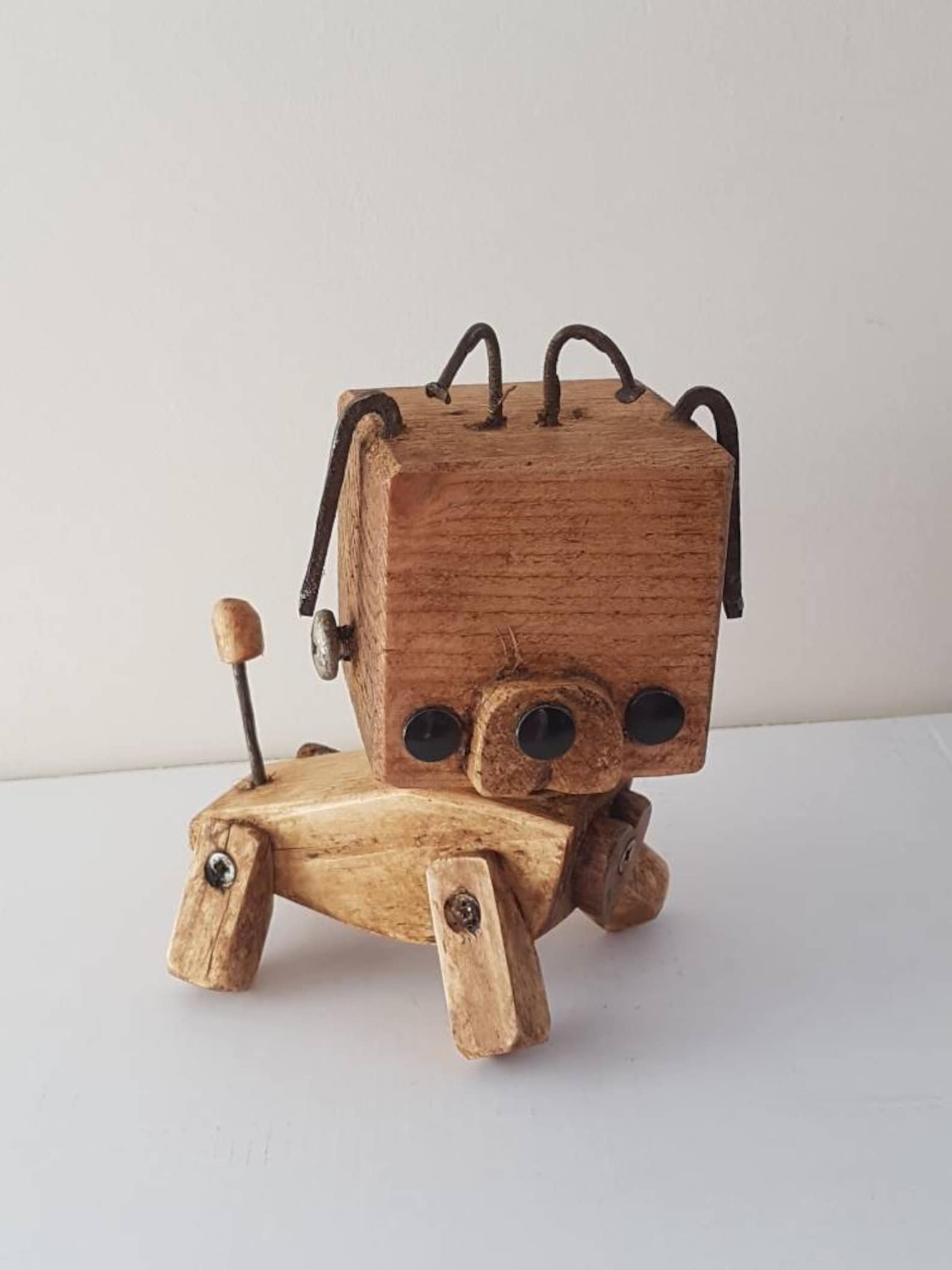 Wooden robot puppy bot rustic toy robot wooden figurine wood Etsy
