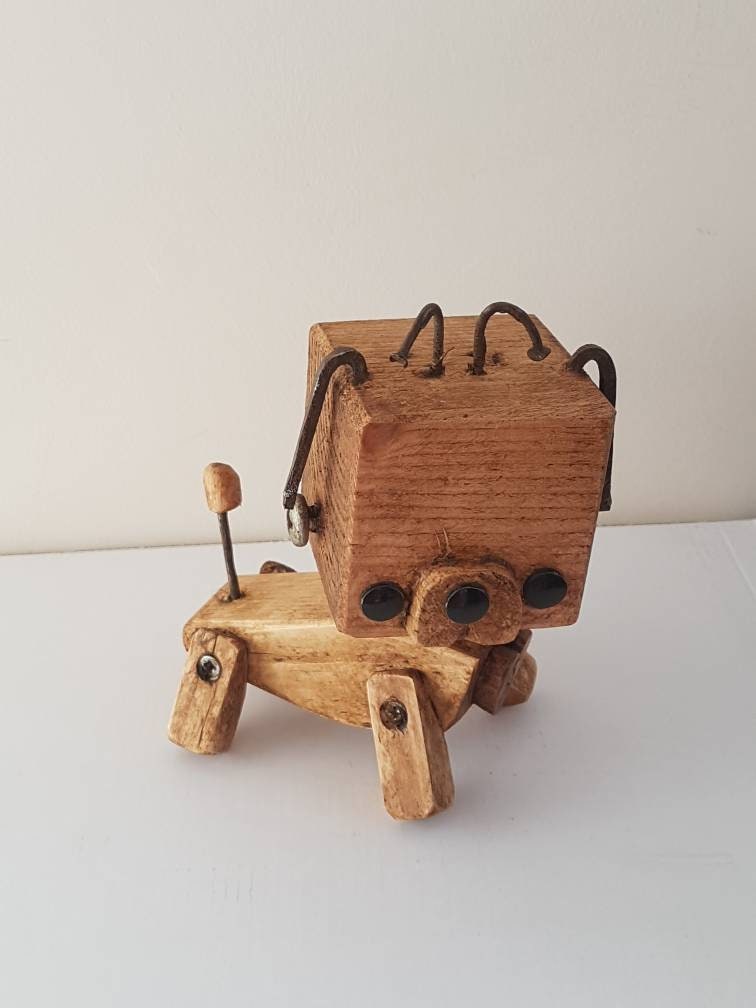 Wooden Robot Puppy Bot Rustic Toy Robot Wooden Figurine Wood Etsy UK