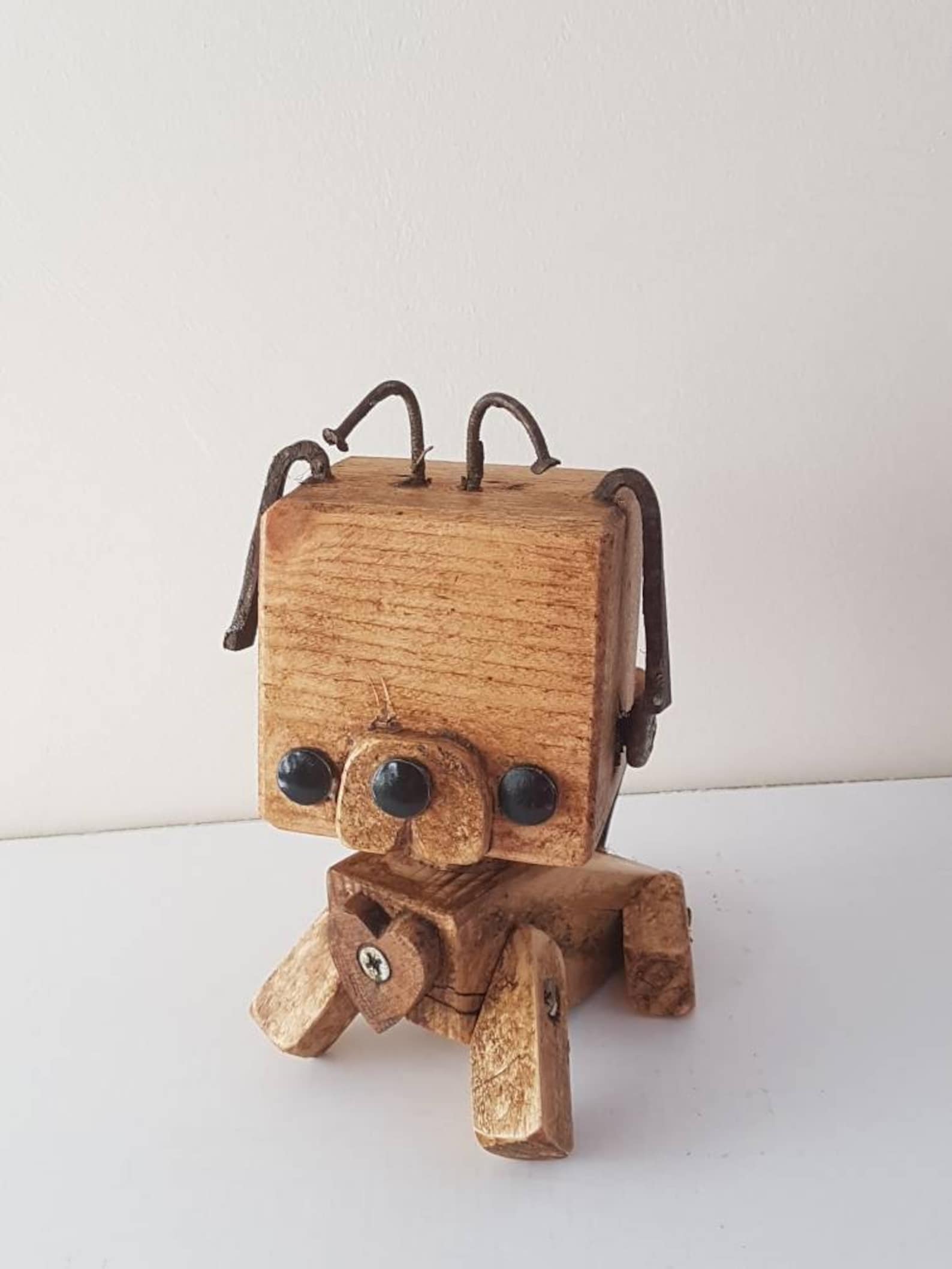 Wooden Robot Puppy Bot Rustic Toy Robot Wooden Figurine Wood Etsy