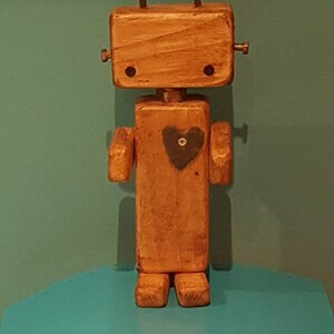 Wooden Robot Rustic Wood Model Robot Toy Figurine Desk Top Toy Wood ...