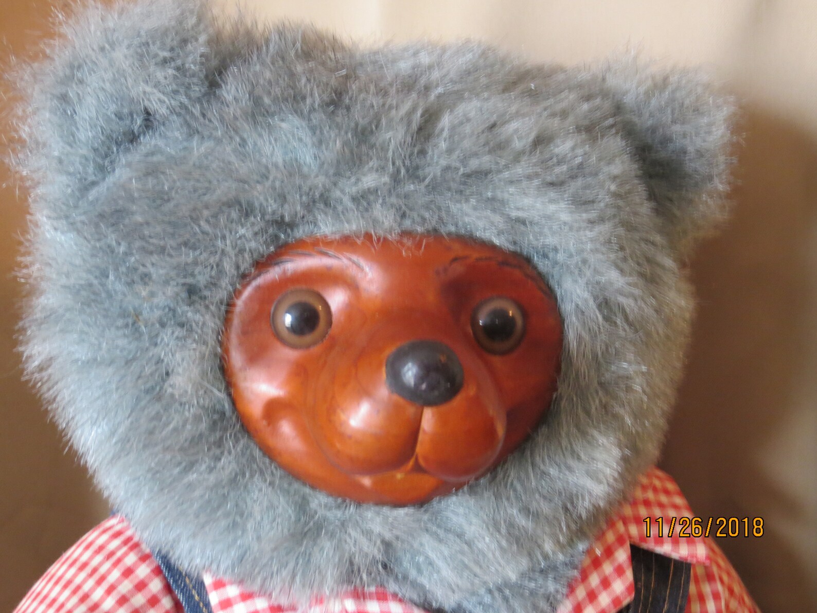 Vintage 1985 Robert Raikes Bear Madera tallada y felpa Huckle Etsy España