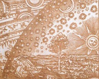 Laser etched celestial spheres manuscript page