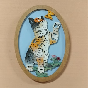 Calico Cat art in Wood and Acrylic