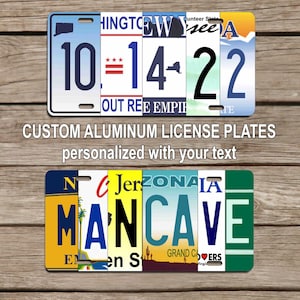 Custom Aluminum License Plate Sign, Personalized Text