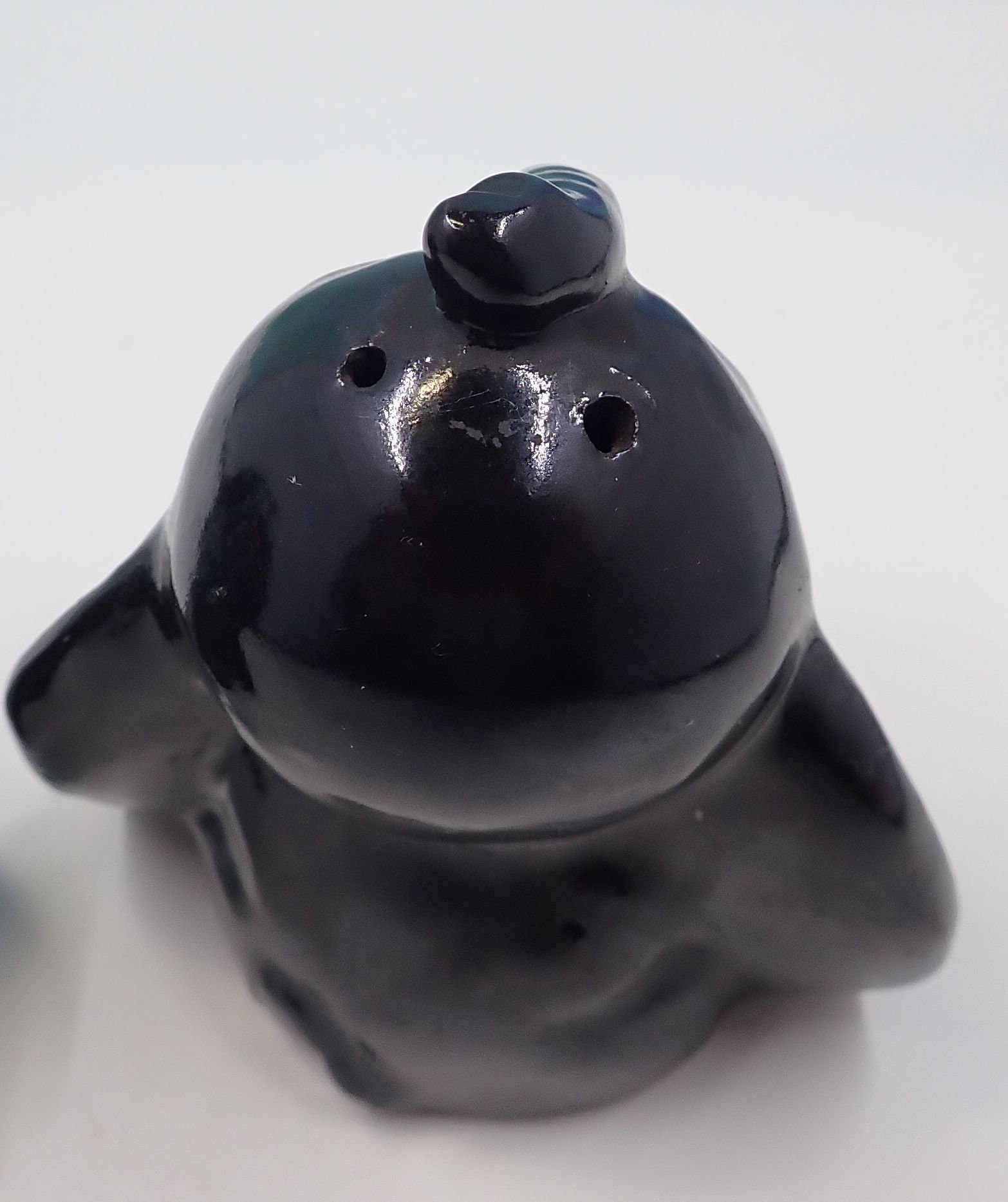 Vintage Black Sitting Elephant Salt & Pepper Shakers, Corks Still In