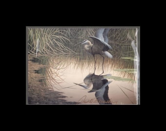 Lámina artística "Bo", garza blanca, de Ben W. Essenburg.