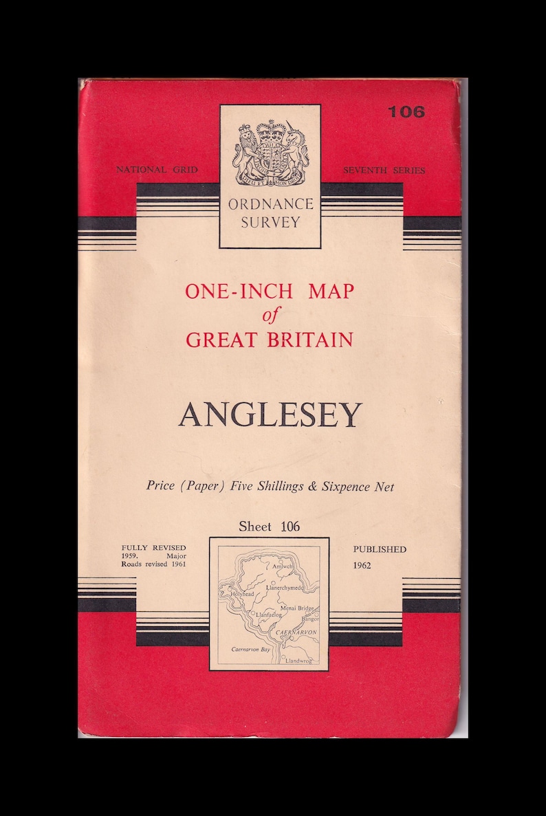 One-inch Map of Great Britain Anglesey - Etsy
