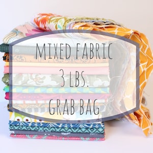 Scrap Fabric Bundle, Mystery Mixed 3 Pound Grab Bag, designer quality cotton quilting yardage, mystery box, sewing supplies, scrappy gift