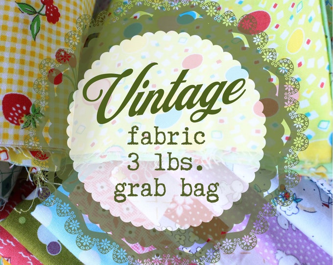 Vintage Style 3 Pound Fabric Bundle, Designer Quality Cotton Quilting Yardage, Mystery Box