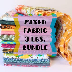 Scrap Fabric Bundle, Mystery Mixed 3 Pound Grab Bag, designer quality cotton quilting yardage, mystery box, sewing supplies, scrappy gift