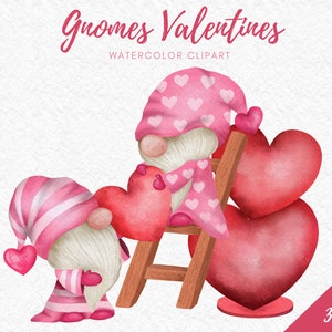 Valentines Gnomes Decorating Heart,Aquarell Clipart,instant download,sublimation png,clipart png,gnome,love clipart,printable,printable