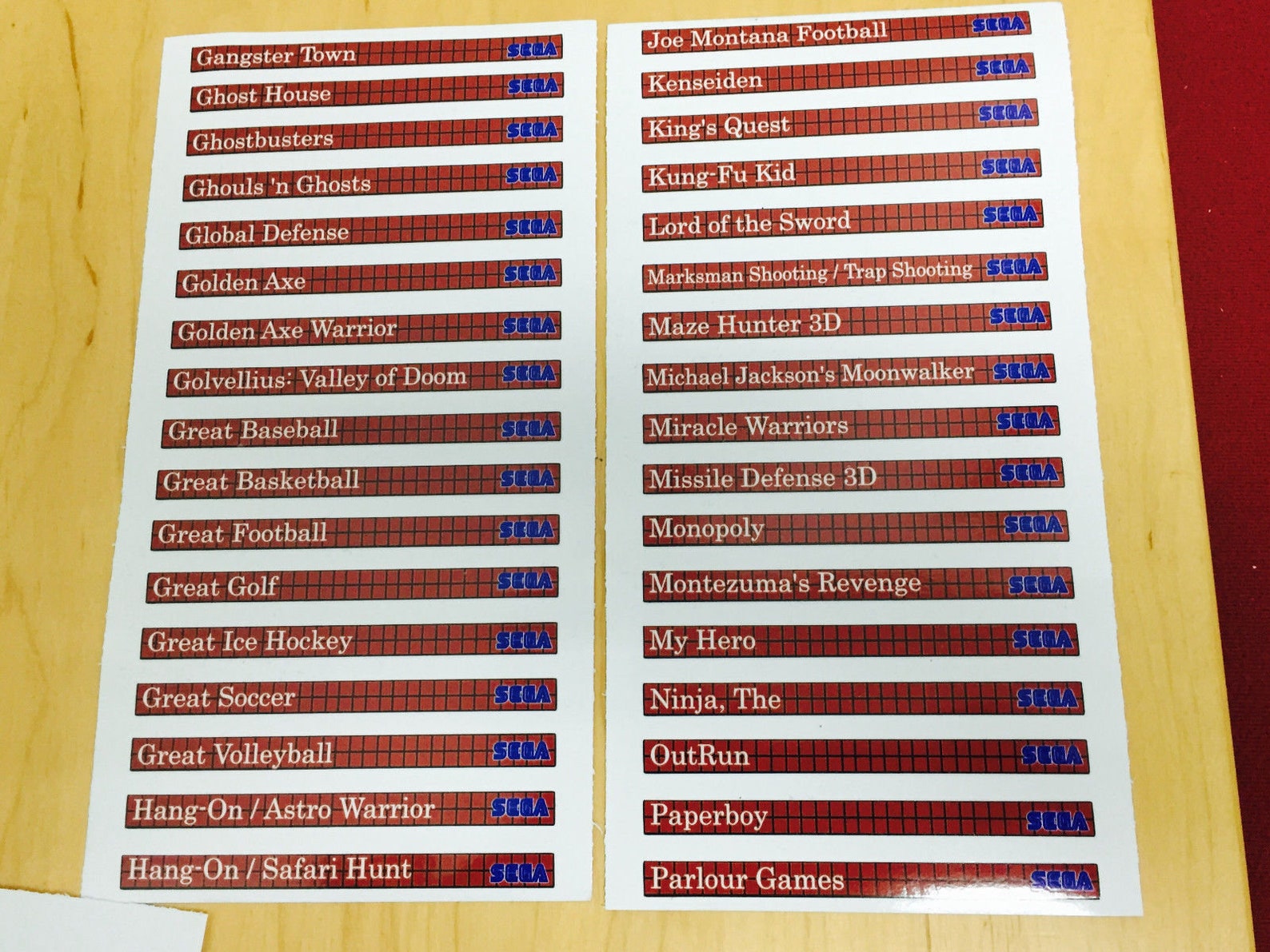 Sega Master System Sticker End Labels (for All 114 Custom Cartridge ...