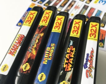 Sega Genesis 32x Sticker Labels (For All 34 Custom Cartridge Game Stickers)