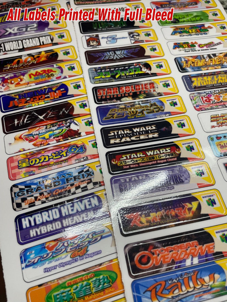 Japan Nintendo 64 N64 Sticker End Labels (for All 196 Custom Japan Game ...