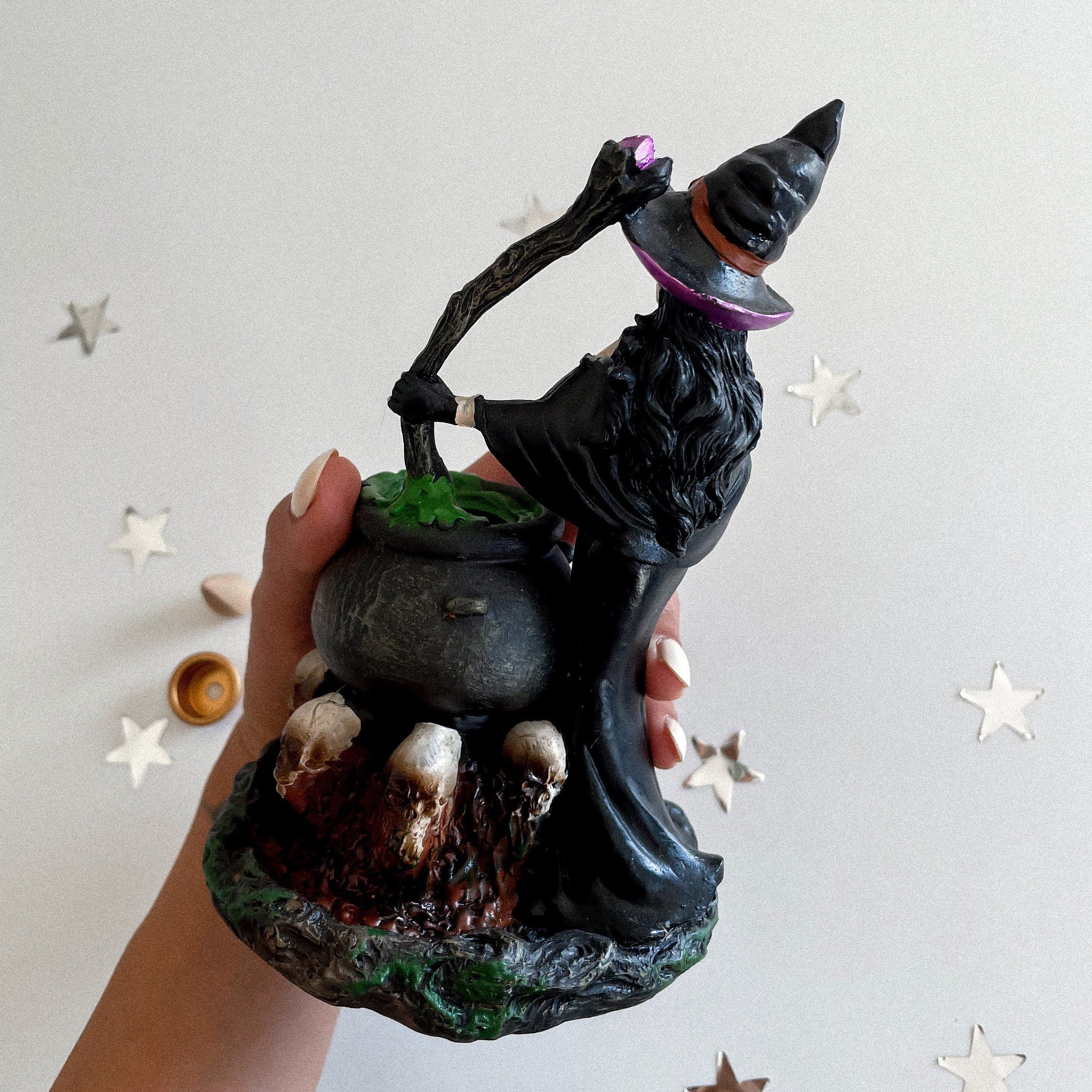 Witch with Cauldron Backflow Incense Burner Etsy