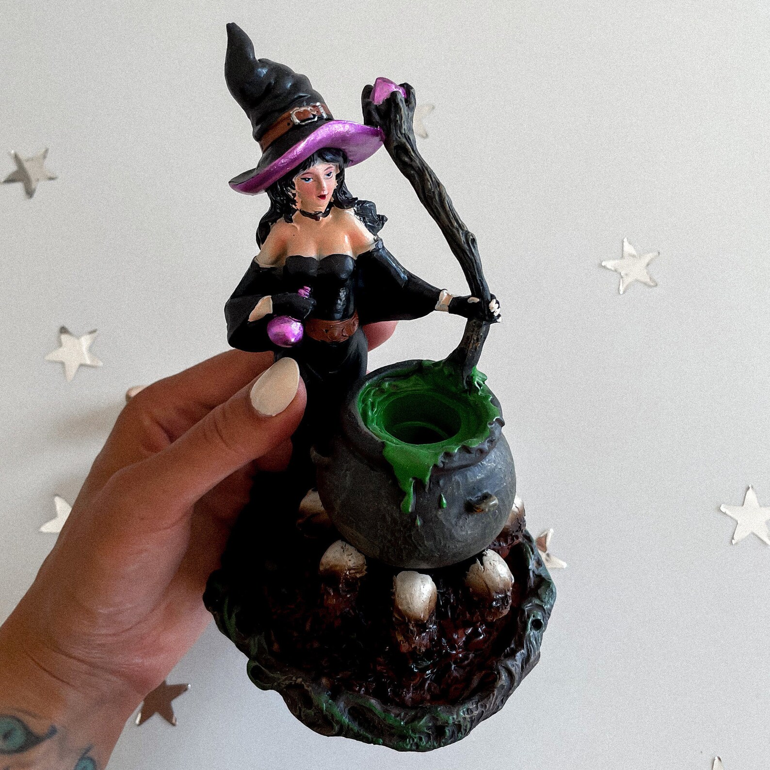 Witch with Cauldron Backflow Incense Burner Etsy