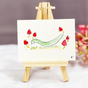 Original Watercolor Snake Painting: Whimsical Nursery Art (2.5x3.5)Miniature Art Miniature Art