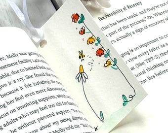 Mini Watercolor Flower Bookmark | Whimsical Miniature Art | 2x3.5 | Flower Bookmark Watercolor