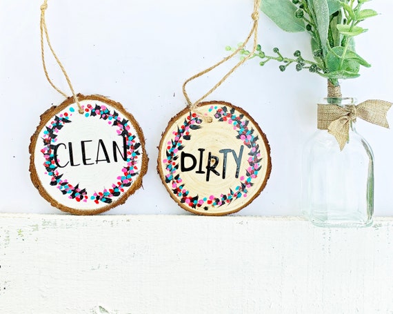 DIRTY CLEAN Dishwasher Natural Wood Sign Farm & Country | Etsy