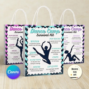 Dance camp Survival Kit Printable canva editable template, Gift Bag Idea, Printable Dance Team Gift Idea, Personalized Dance Flyer