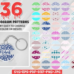 Keychain Monogram SVG, Round Pattern svg, Split Monogram Svg, Circle Patterns Svg, keychain patterns svg, Keychain Pattern svg.