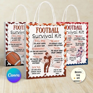 Football Survival Kit Printable canva editable template, Gift Bag Idea, Printable Football Gift Idea, Personalized sports Flyer