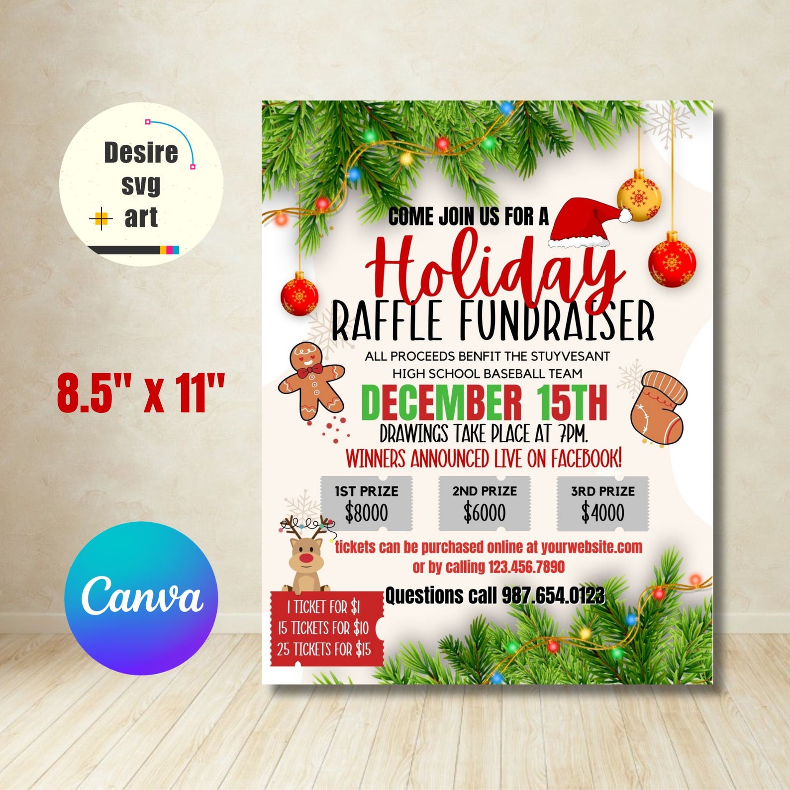 Weekend Splurge Raffle Tis the Season of Giving: Festive Holiday Raffle Fundraiser Flyer Canva ...