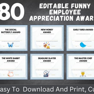 Employee Appreciation with a Twist: Funny Award Certificates! Celebrate the Funniest Moments with this 80 Certificates V2