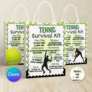 Tennis Survival Kit Printable canva editable template, Gift Bag Idea, Printable Tennis Gift Idea, Personalized sports Flyer