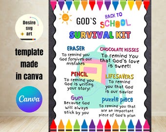 Flyer Back to School-overlevingspakket - 5 x 7 bewerkbare canvassjabloon - perfect voor studenten en docenten