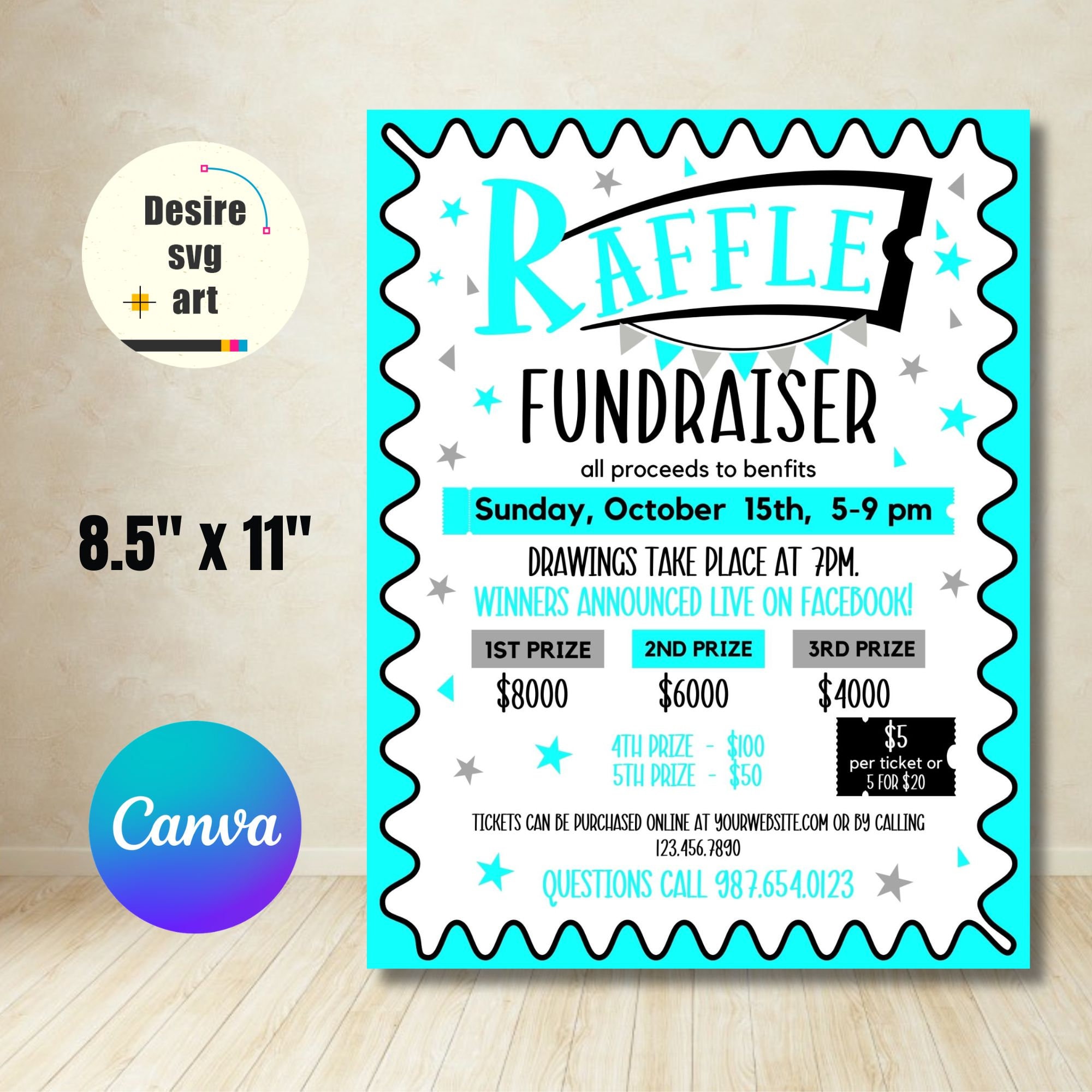 Cash Raffle Flyer Editable Raffle Fundraiser Templates Flyer, Raffle Ticket Fundraiser ...