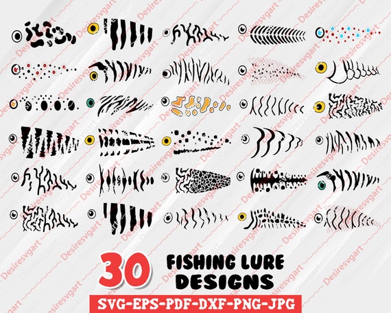 fish lure stripes svg Fishing Cut File Vector Cricut Clipart Png Dxf Eps DNKWorkshop Fishing Lure SVG Bundle: 16