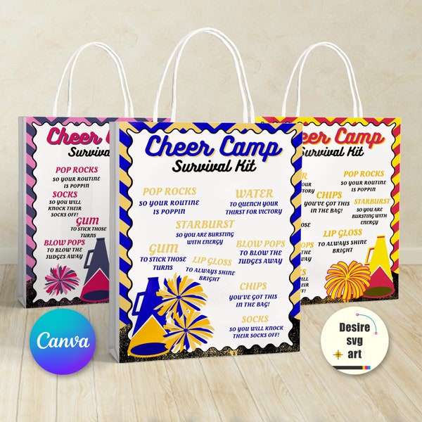 Cheer camp Survival Kit Printable canva editable template, Gift Bag Idea, Printable Dance Team Gift Idea, Personalized Dance Flyer