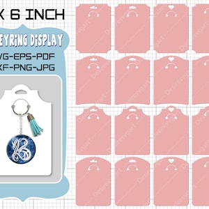 Keyring display card template, keyring card svg, keychain display card svg, cricut and silhouette files, template card, keyring holder card