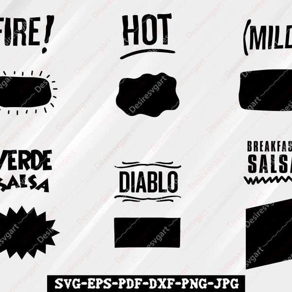 Taco Sauce Packets, Mexican Restaurant inspired bundle svg, hot sauce svg without sayings, taco svg