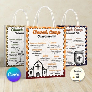 Church Camp Survival Kit Printable canva editable template, Gift Bag Printable, Printable Flyer, Camper Gift Idea, Personalized Gift Flyer