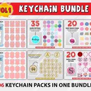 Keyring Display Card bundle, Keychain SVG Bundle, Keychain Pattern SVG Bundle, Round Pattern svg, Keychain svg, keyring svg bundle.