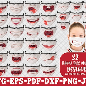 Kids Face Masks Svg , Funny Face Mask Svg, Cartoon Mouth Svg, Cartoon Emotions Svg, Mask,
