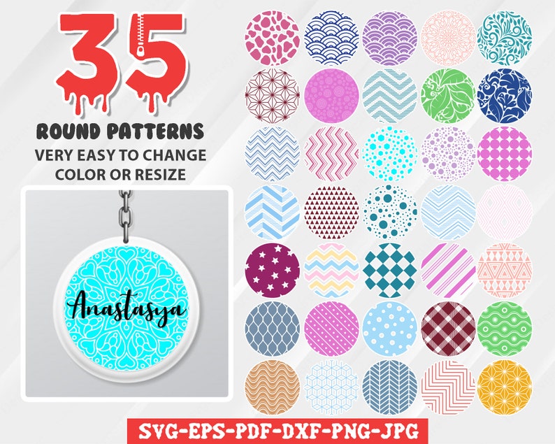 Download Keychain Pattern svg keyring patterns svg Circle Patterns | Etsy