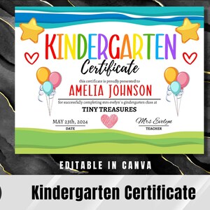 Editable Kindergarten Diploma, School Diploma Certificate, Editable School Diploma Certificate, Editable in canva