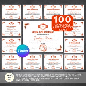 Mega bundle Quirky Employee Recognition Christmas Certificates :Celebrate the Funniest Moments with this 100 Certificates | Editable Canva