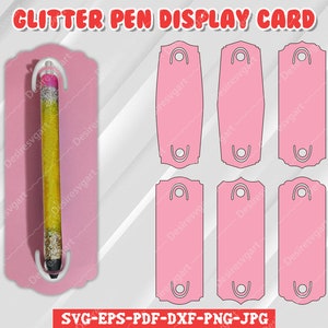 Cartão de exibição de caneta com glitter epóxi, cartão de exibição com caneta svg, embalagem de caneta com glitter SVG, cartão de caneta com glitter epóxi, embalagem de caneta.