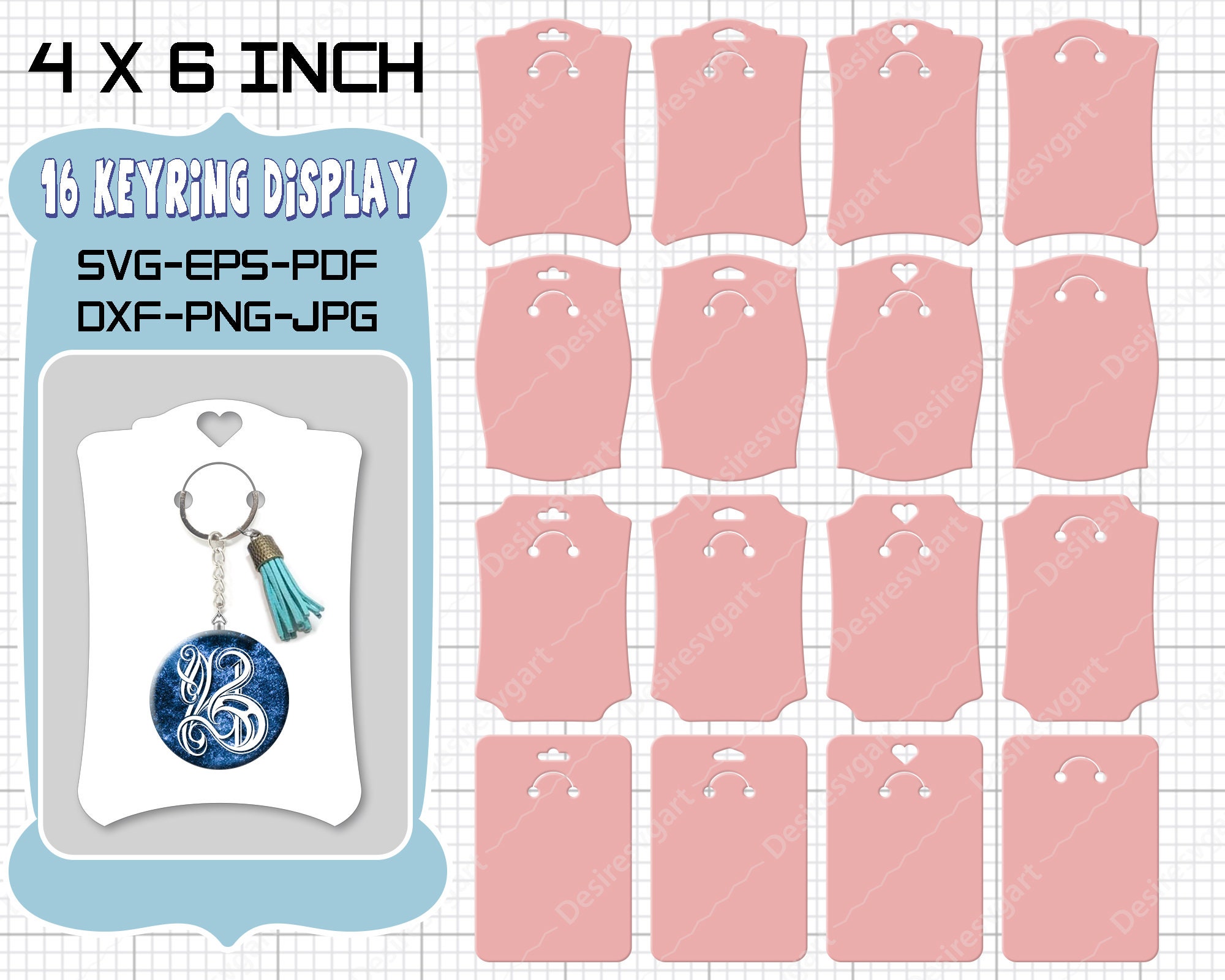 Keyring Display Card " 4 x 6 " Template, Keyring Card SVG, …