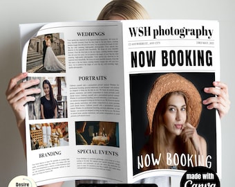 Modern Business Newspaper Template | Perfect for Salons & Small Businesses | Customizable Canva Photoshoot Prop | Digital Download