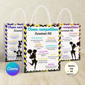 Cheer competition Survival Kit Printable canva editable template, Gift Bag Idea, Printable Dance Team Gift Idea, Personalized Dance Flyer