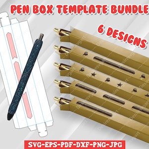 Pen Box Template Bundle, Custom Pen Box, epoxy pen package,  epoxy glitter pen BOX, Pen Box, Cut File for Cricut and Silhouette Cutter.